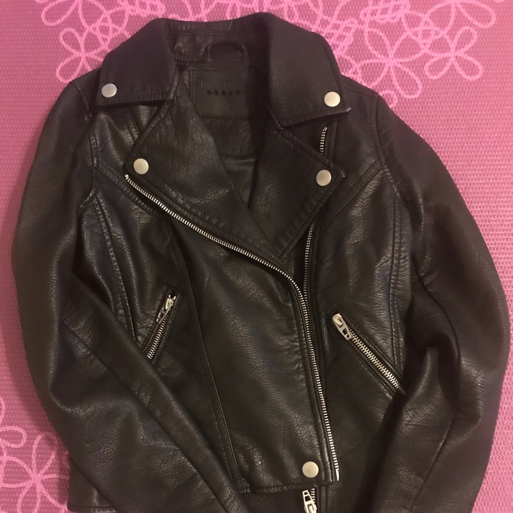 Synthetic leather girl jacket